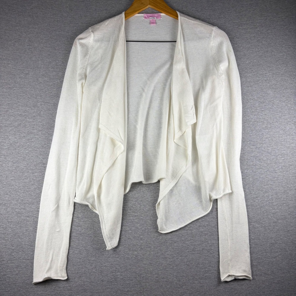 Lilly Pulitzer Cardigan Womens XS White Draped Open Front Cotton Waterfall